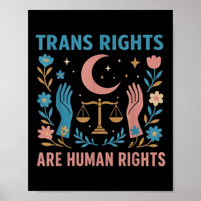 Trans Rights Are Human Rights Lgbtq Pride Protest  Poster (Front)