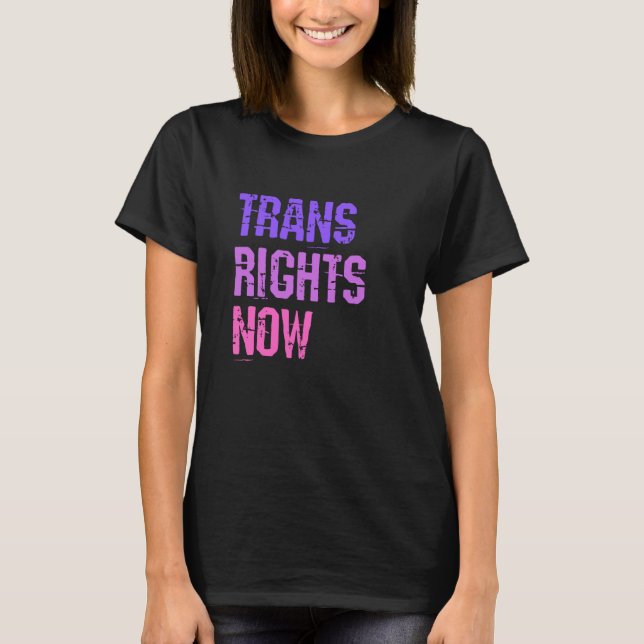 Trans Rights Now Human Rights LGBTQ Transgender Fl T-Shirt (Front)