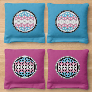 trans sacred geometry cornhole bags