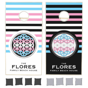 trans sacred geometry family name cornhole set