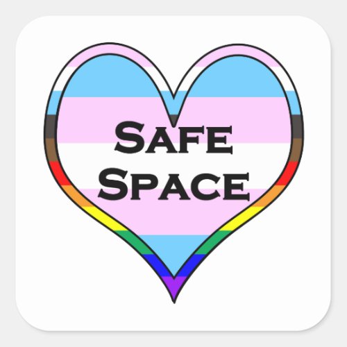 Trans Safe Space Heart Square Sticker