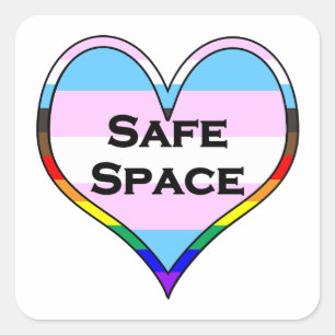 Trans Safe Space Heart Square Sticker