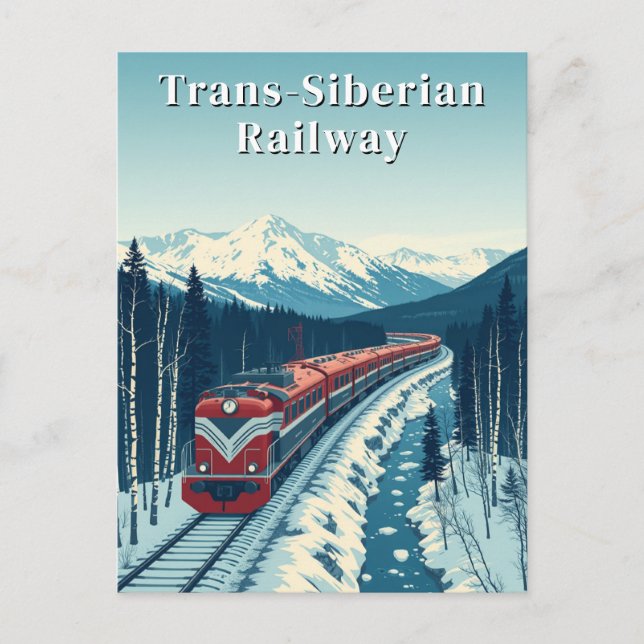 Trans-Siberian Railway Vintage Travel Postcard (Front)