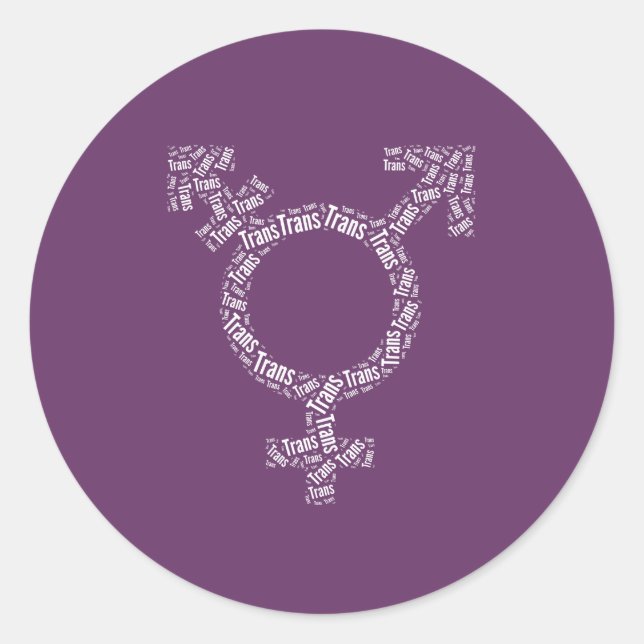 TRANS SYMBOL PATTERN WHITE CLASSIC ROUND STICKER (Front)