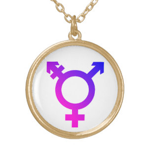Trans* Symbol pink/blue Gold Plated Necklace