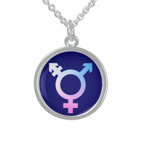 Trans symbol pinkbluewhite sterling silver necklace