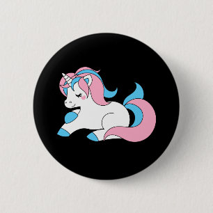 Trans unicorn pinback button