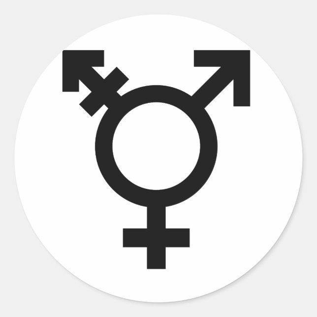 TRANS UNIVERSAL SYMBOL BLACK CLASSIC ROUND STICKER (Front)