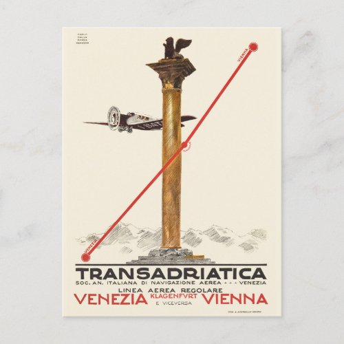 Transadriatica Italy Vintage Poster 1925 Postcard
