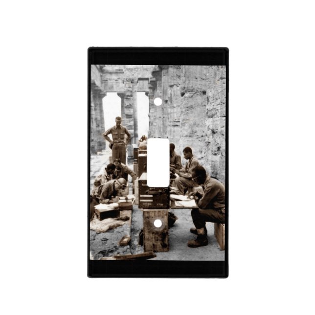 Transcription and Radio Operators in Ruins Light Switch Cover (Front)