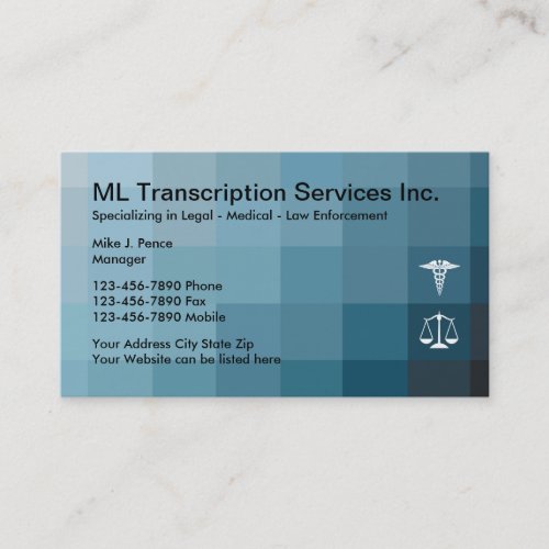 Transcription Services Business Card