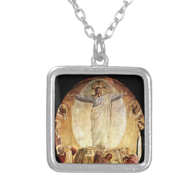 Transendant Christ Risen from the Tomb Silver Plated Necklace (Front)
