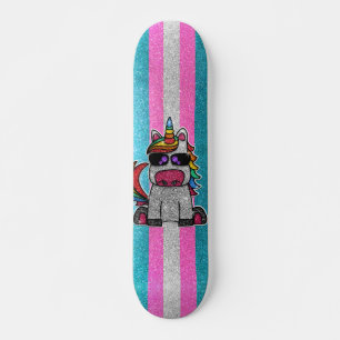 Transexual Pride Flag LGBT Glitter Rainbow Unicorn Skateboard