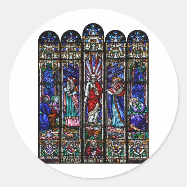 Transfiguration of Jesus Christ Stained Glass Art Classic Round Sticker (Front)