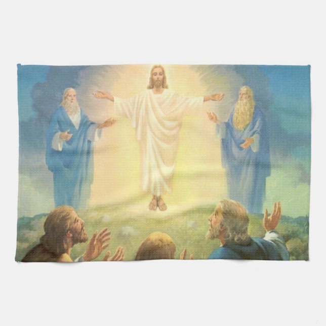 Transfiguration of Jesus Christ, Vintage Religion Kitchen Towel (Horizontal)
