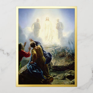 Transfiguration of Jesus, Religious Foil Holiday Postcard