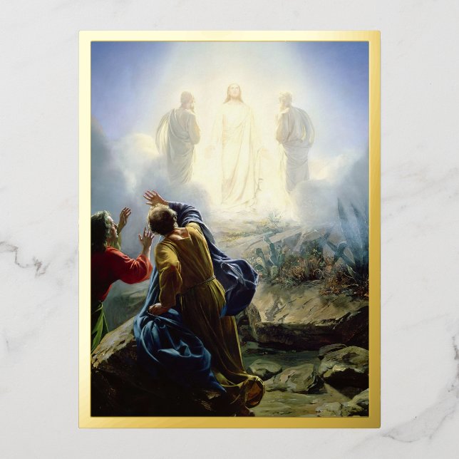 Transfiguration of Jesus, Religious   Foil Holiday Postcard (Front)