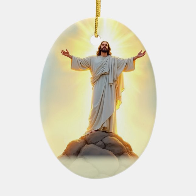 Transfiguration of the Lord God's Peace Blessings Ceramic Ornament (Front)
