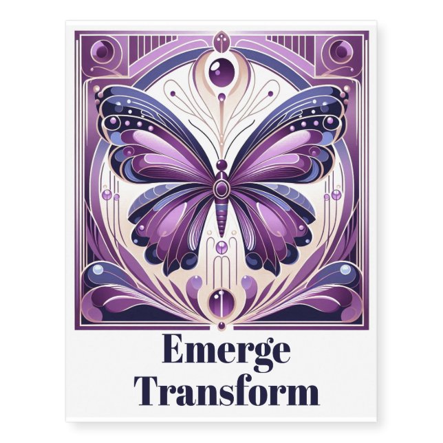 Transform Emerge Purple Butterfly Temporary Tattoos (Front)