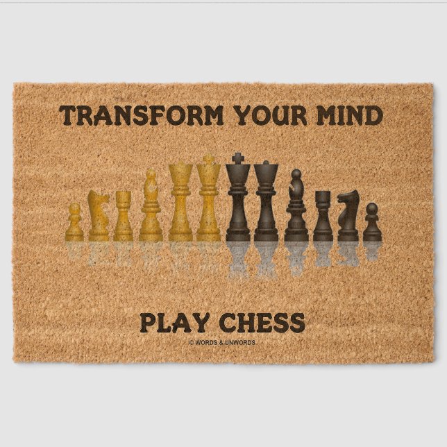 Transform Your Mind Play Chess Geek Advice Fiber Doormat (Front)