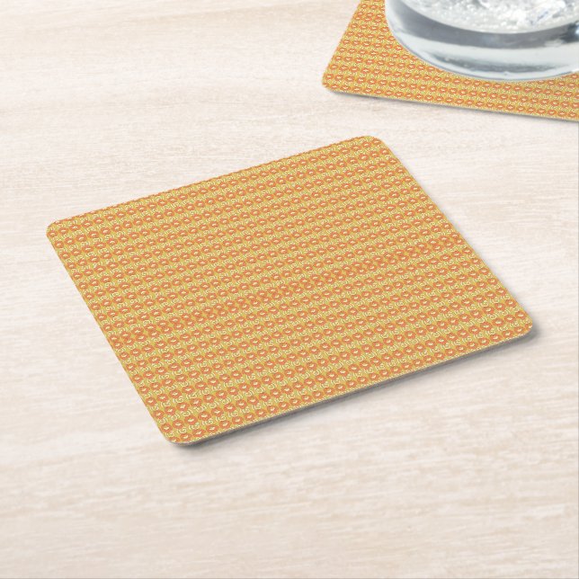 Transform Your Space Stunning Orange and Yellow  Square Paper Coaster (Angled)
