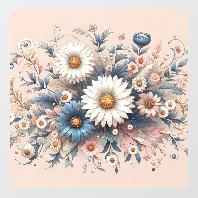 Transform Your Space with Elegant Daisy Floral Wall Decal (Front)