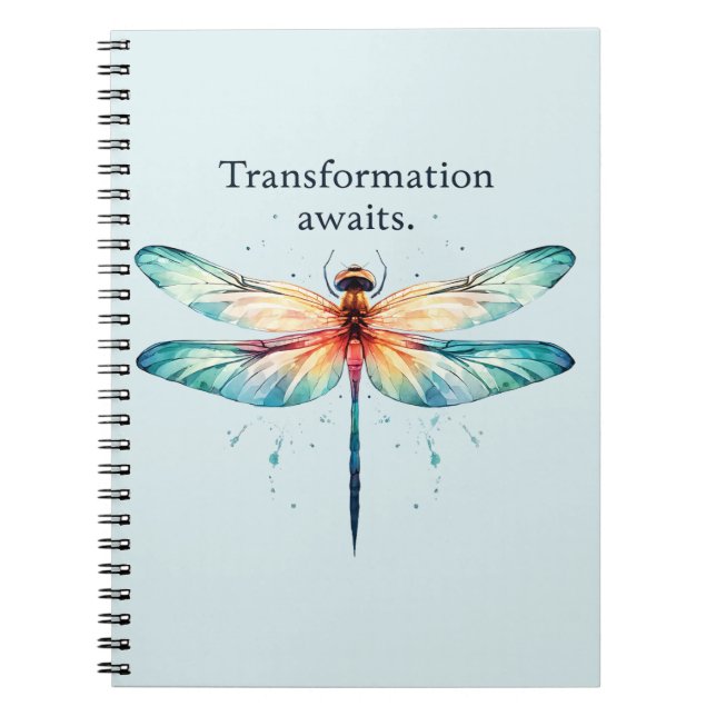 Transformation Awaits - Artistic Dragonfly Notebook (Front)