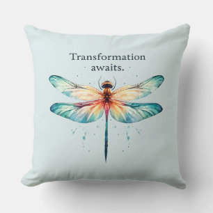 Transformation Awaits - Colorful Dragonfly Throw Pillow