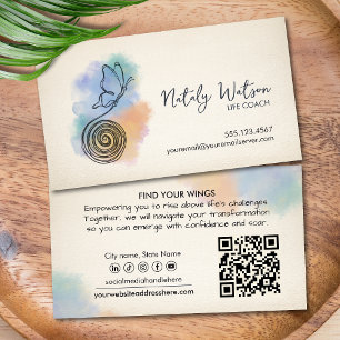 Transformation Line Art Butterfly Life Coach Business Card
