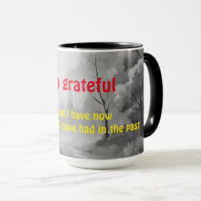 Transformational mantra I am grateful for - black  Mug (Front Right)