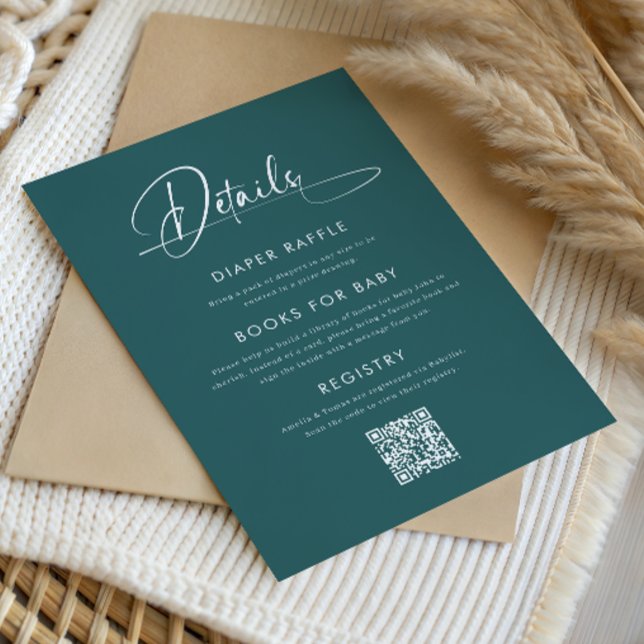 Transformative Teal Baby Shower Details Card QR (Creator Uploaded)