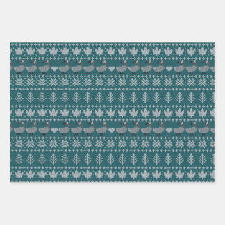 Transformative Teal - Fair Isle - Holiday Wrapping Paper Sheets