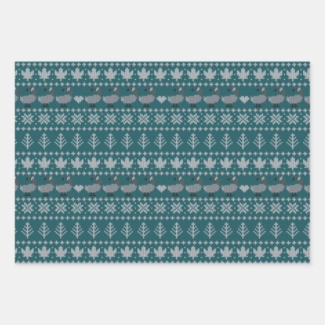 Transformative Teal - Fair Isle - Holiday Wrapping Paper Sheets (Front)