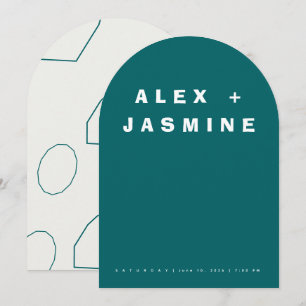 Transformative Teal Modern Arched Wedding  Invitation
