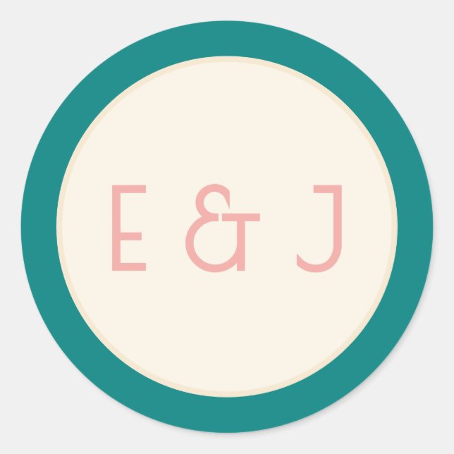 Transformative Teal Modern  Contemporary Wedding Classic Round Sticker (Front)