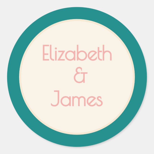 Transformative Teal Modern  Contemporary Wedding Classic Round Sticker (Front)