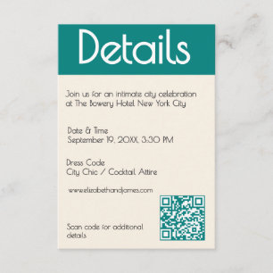 Transformative Teal Modern Contemporary Wedding Enclosure Card