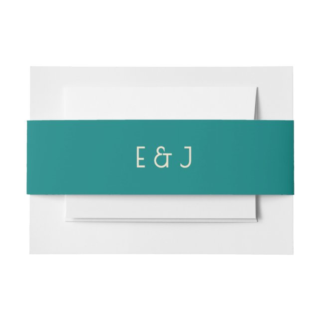 Transformative Teal Modern  Contemporary Wedding Invitation Belly Band (Front Example)