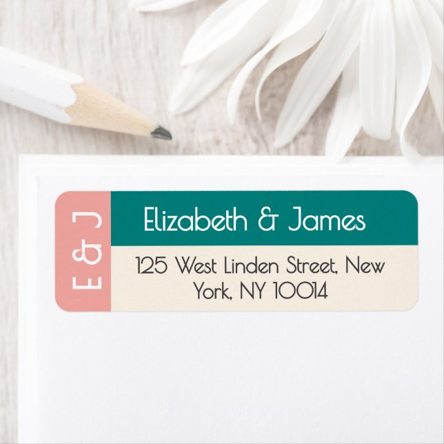 Transformative Teal Modern  Contemporary Wedding Label (Insitu)
