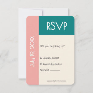 Transformative Teal Modern Contemporary Wedding RSVP Card