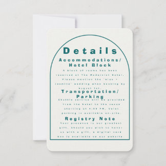 Transformative Teal Modern Craft Wedding Details Invitation