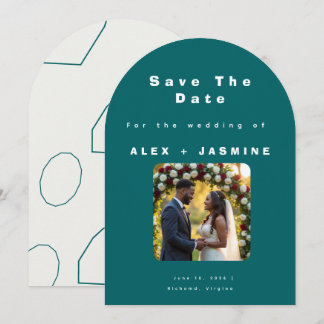 Transformative Teal Modern Save The Date Invitation