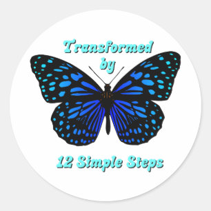 Transformed by 12 Simple Steps, AA, NA, Al-Anon  Classic Round Sticker