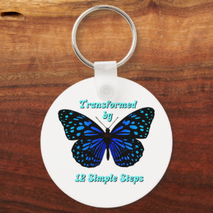 Transformed by 12 Simple Steps, AA, NA, Al-Anon  Keychain