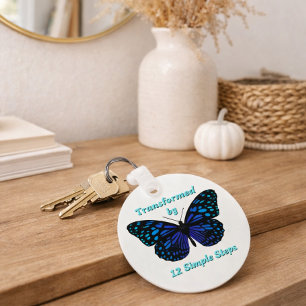 Transformed by 12 Simple Steps, AA, NA, Al-Anon Keychain