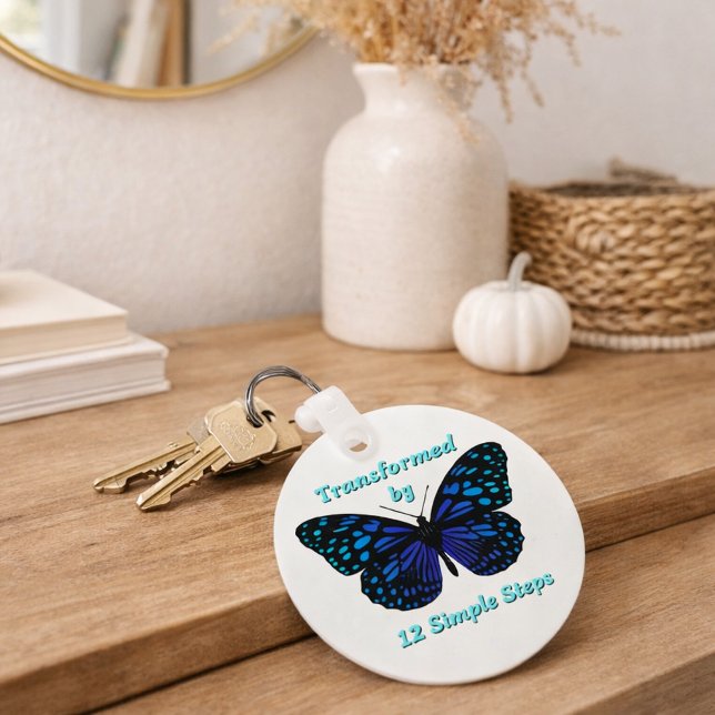 Transformed by 12 Simple Steps, AA, NA, Al-Anon  Keychain (Creator Uploaded)