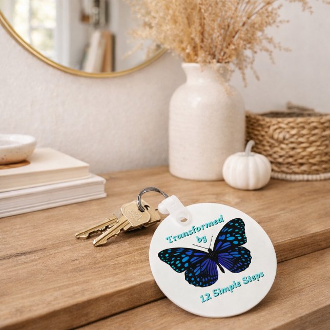 Transformed by 12 Simple Steps, AA, NA, Al-Anon  Keychain (Creator Uploaded)