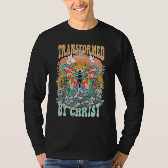 Transformed By Christ Retro Butterfly Romans 132 C T-Shirt (Front)