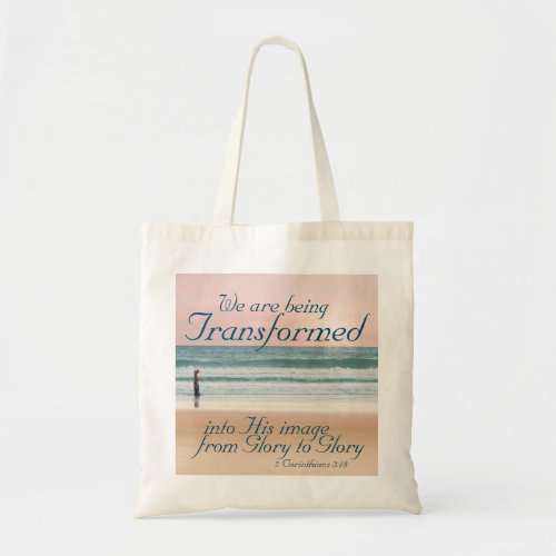 Transformed into His Image Bible Girl on Beach Tote Bag