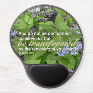 Transformed Romans 12:2 Christian Bible Floral Gel Mouse Pad